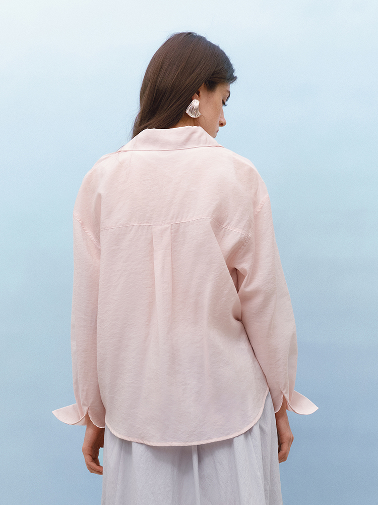 レース 服 レース襟付きシアーシャツ