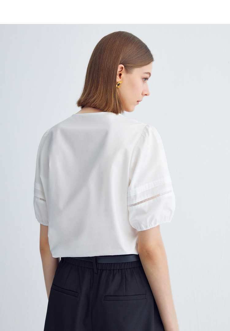 レース 服 花柄刺繍レース胸元ブラウス