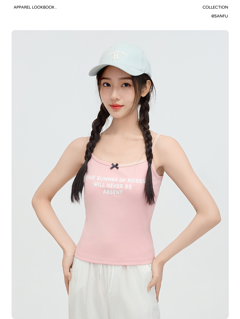 レース 服 小花柄レース縁取りキャミソール