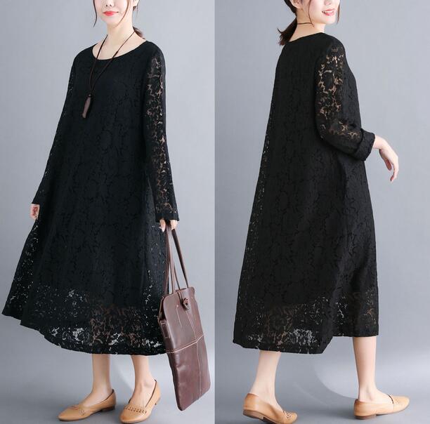 レース 服 夏の新作長袖総レースワンピース