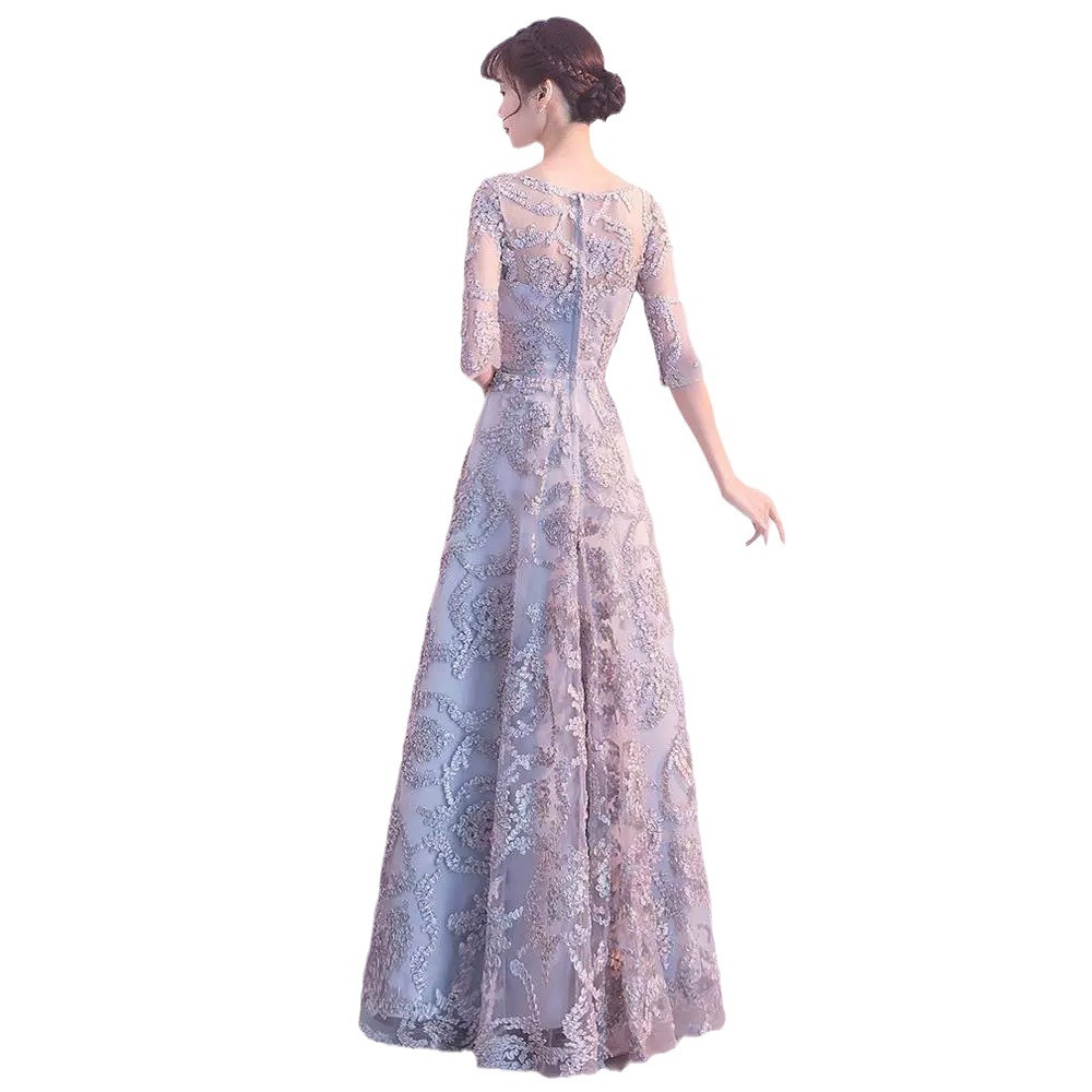 レース 服 花園の夢 七分袖ロングワンピース