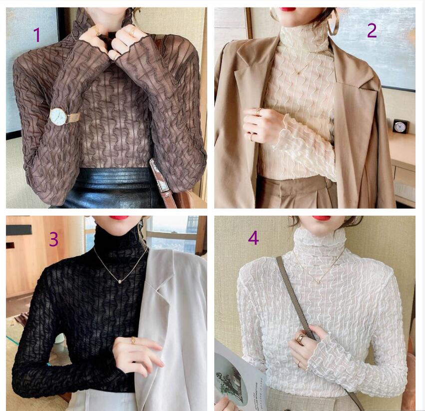 レース 服 エレガント レース ハイネック 長袖 トップス