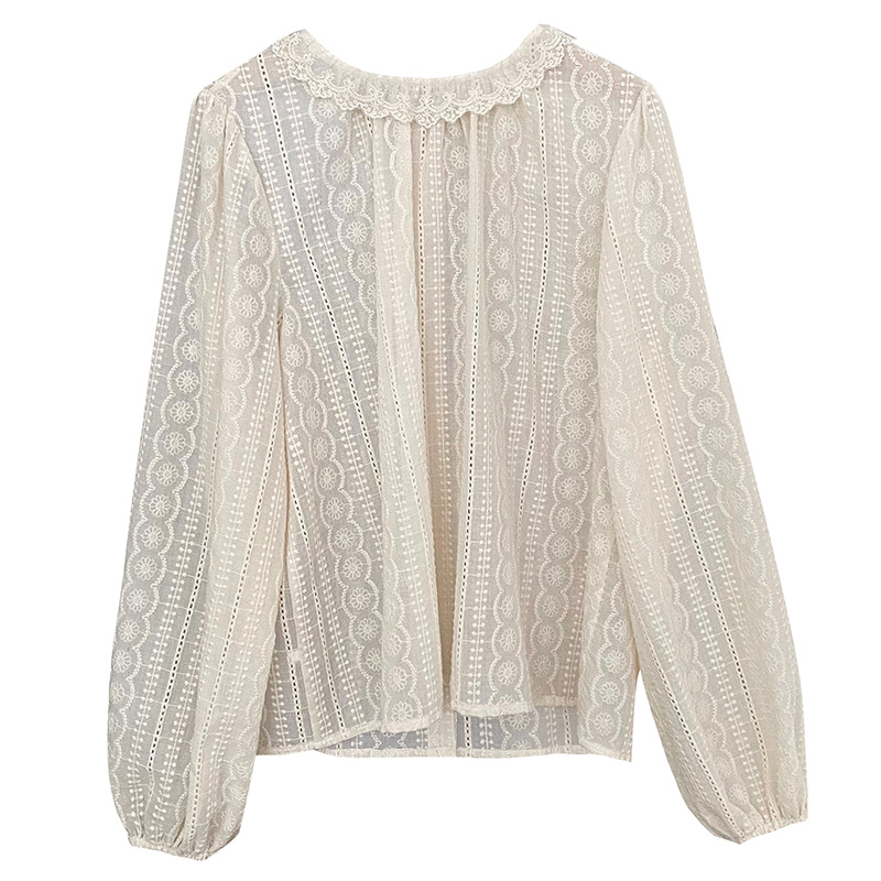 レース 服 レース長袖ブラウス薄手シャツレディース