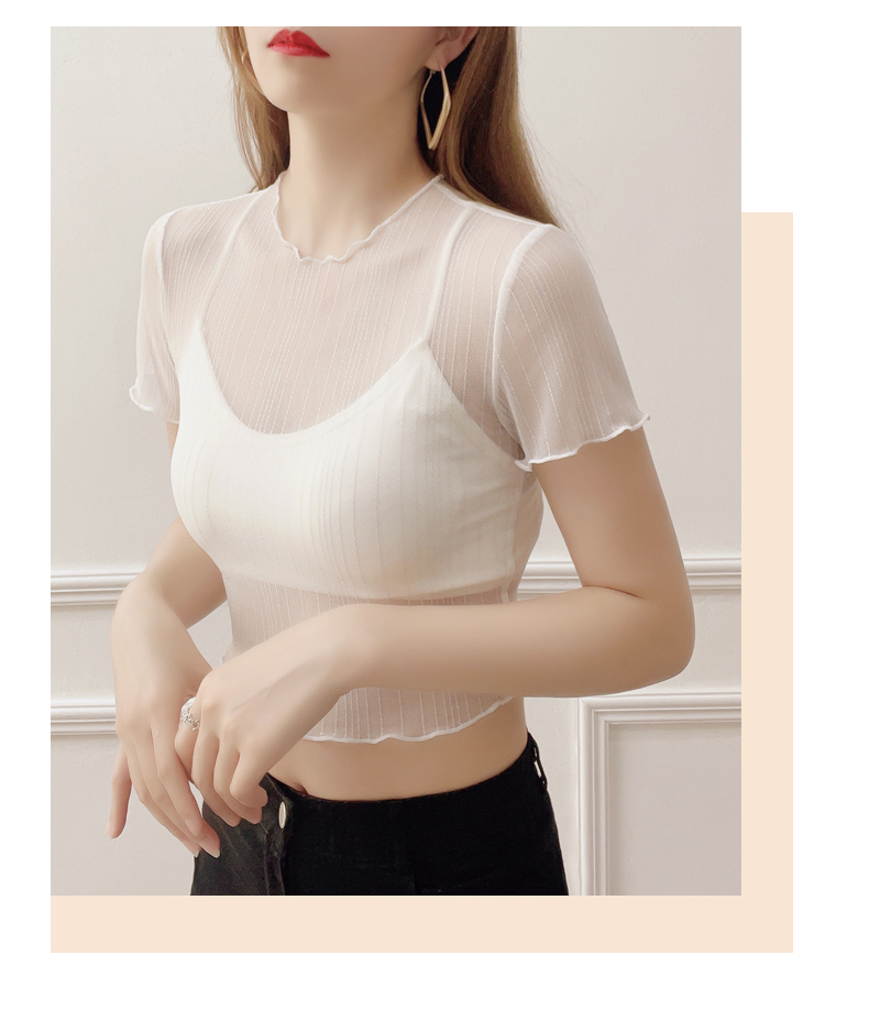 レース 服 シアーレース重ね着風キャミトップス