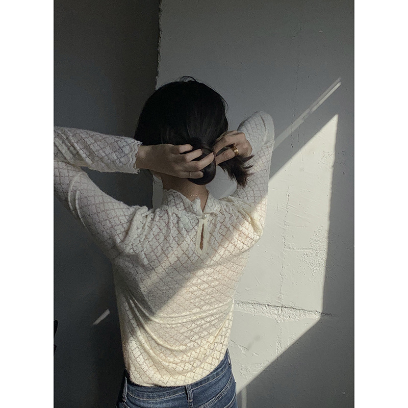 レース 服 花柄レース長袖インナー 上品デザイン 伸縮性抜群 韓国風