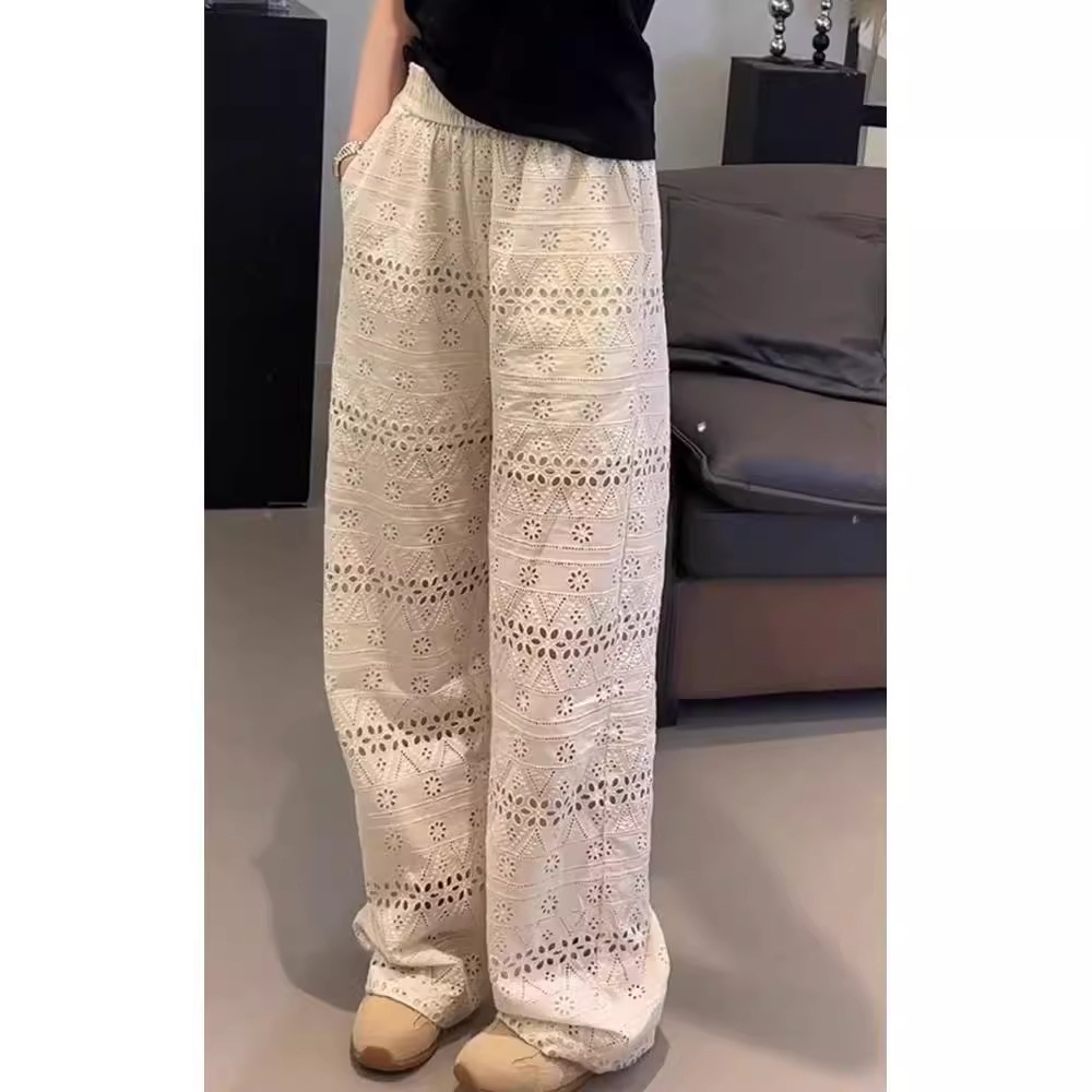 レースファッション 総柄レース ゆったりワイドパンツ