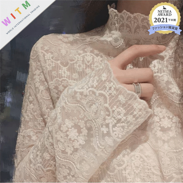 レース 服 花柄レース ハイネック インナー 透け感 重ね着