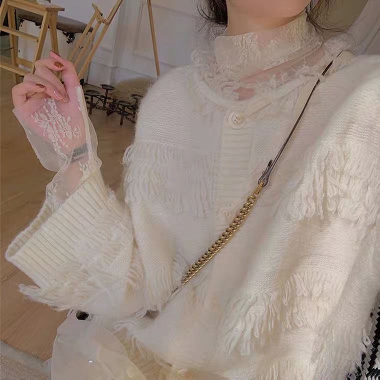 レース 服 花柄透けレース ハイネックインナー 重ね着用レディース