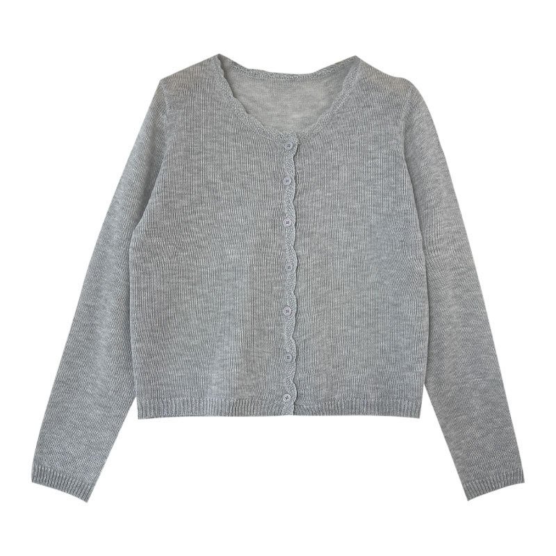 レース 服 花縁レース付きカーディガン