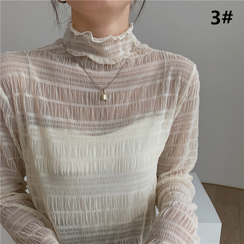 レース 服 秋新作 レース ハイネック 長袖トップス レディース インナー