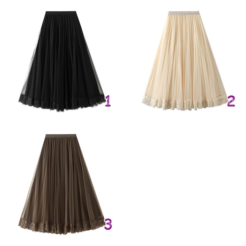 レース 服 秋冬新作レディースレーススカート3色両面着用可能