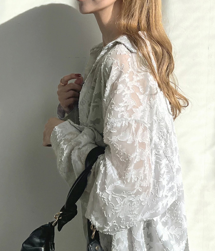 レース 服 春夏新作レース長袖シャツ日焼け止め体型カバートップス