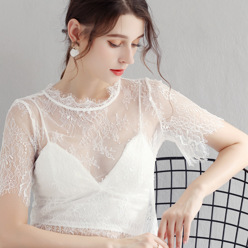 レース 服 花柄シースルーレーストップス