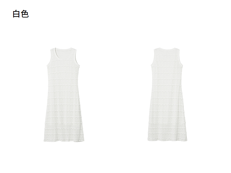 レース 服 透かし編みノースリーブレースワンピース
