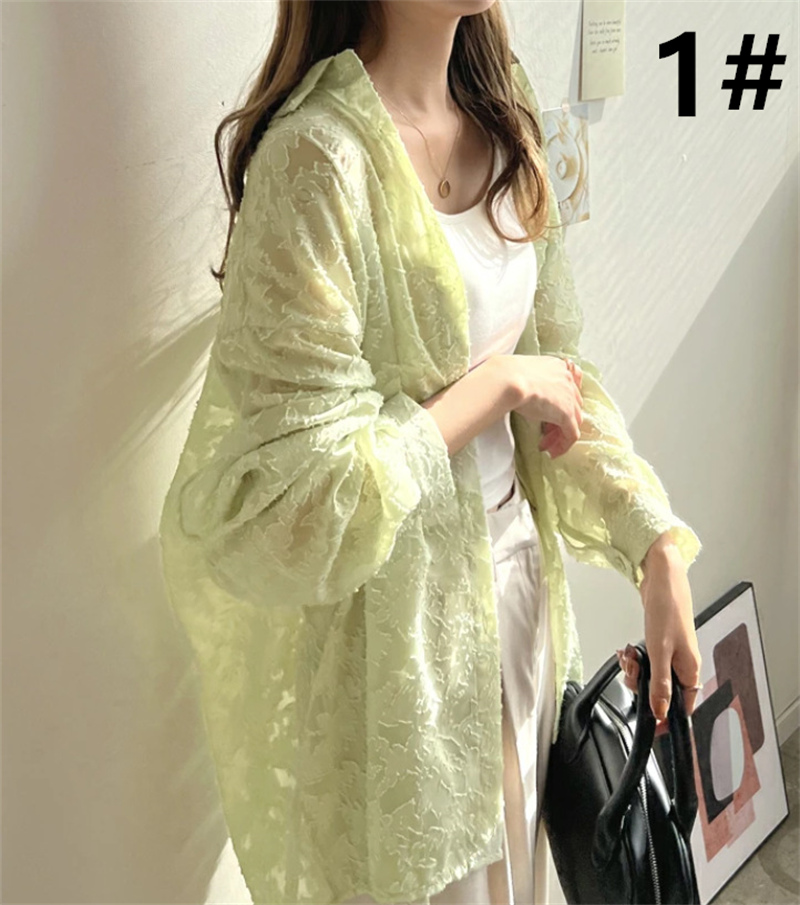 レース 服 春夏新作レース長袖シャツ日焼け止め体型カバートップス