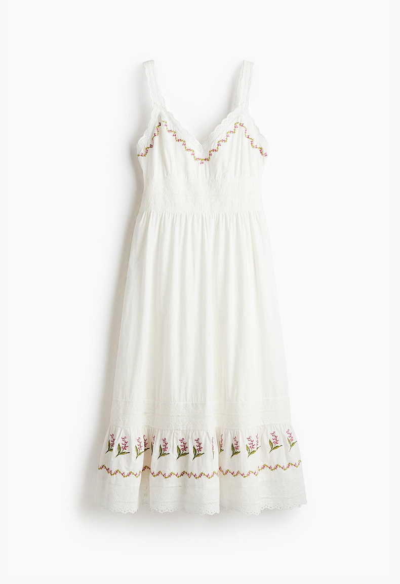 レース 服 花刺繍キャミソールレースワンピース