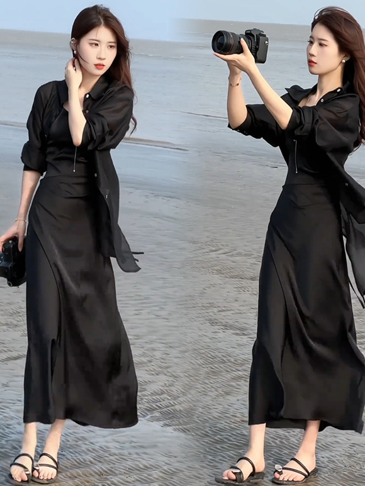 レース ワンピース エレガント シアーレース ロングワンピース