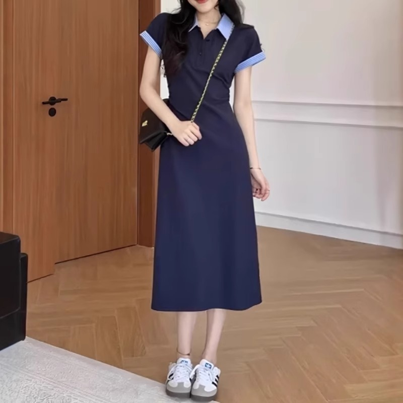 レース ワンピース 襟付きデザイン レース ワンピース ロング