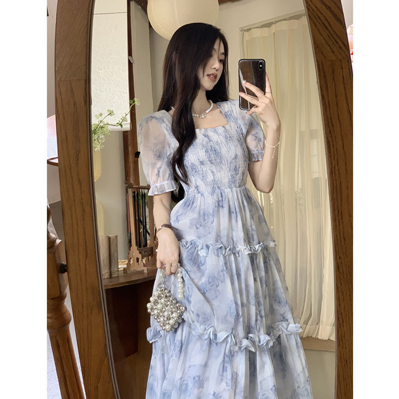 レース ワンピース 花柄シアーティアードレースワンピース