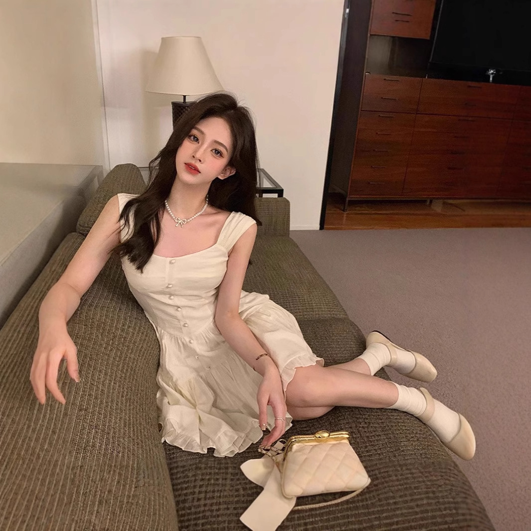 レース ワンピース 優美フリルティアードキャミワンピース