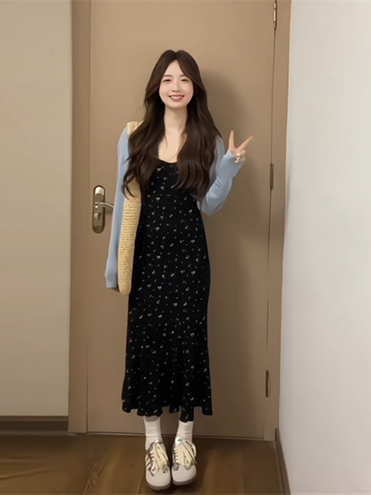 レース ワンピース 小花柄キャミソールレースロングワンピース