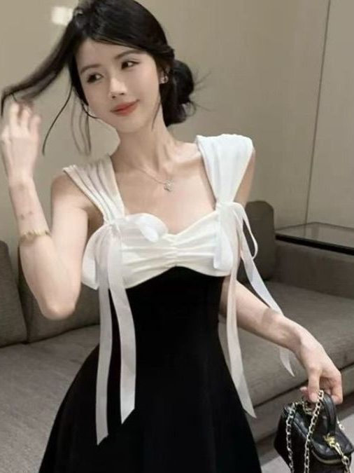 レース ワンピース 優美リボン付きレースワンピース