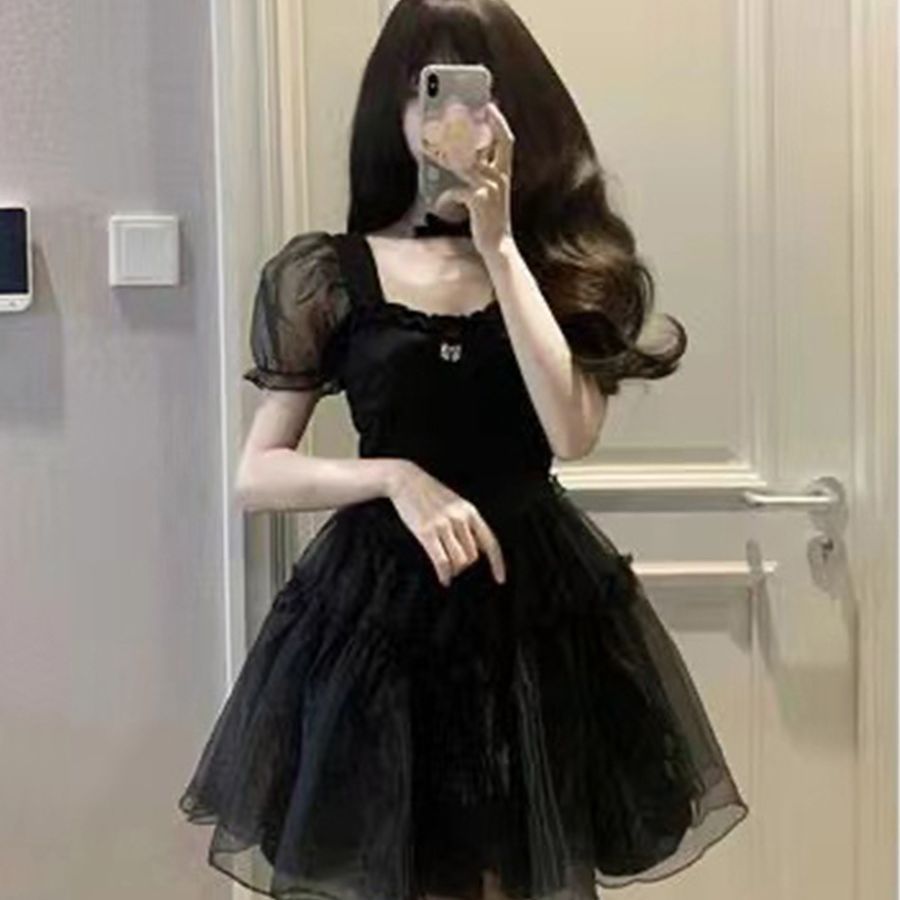 レース ワンピース 胸元リボン付きチュールレイヤードワンピース