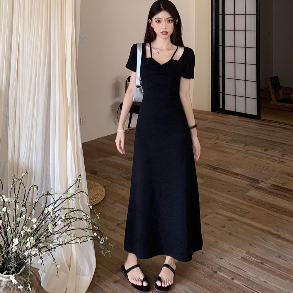 レース ワンピース 優美な肩見せデザイン ロングワンピース