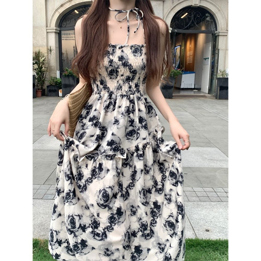 レース ワンピース 花柄シャーリングレースロングドレス