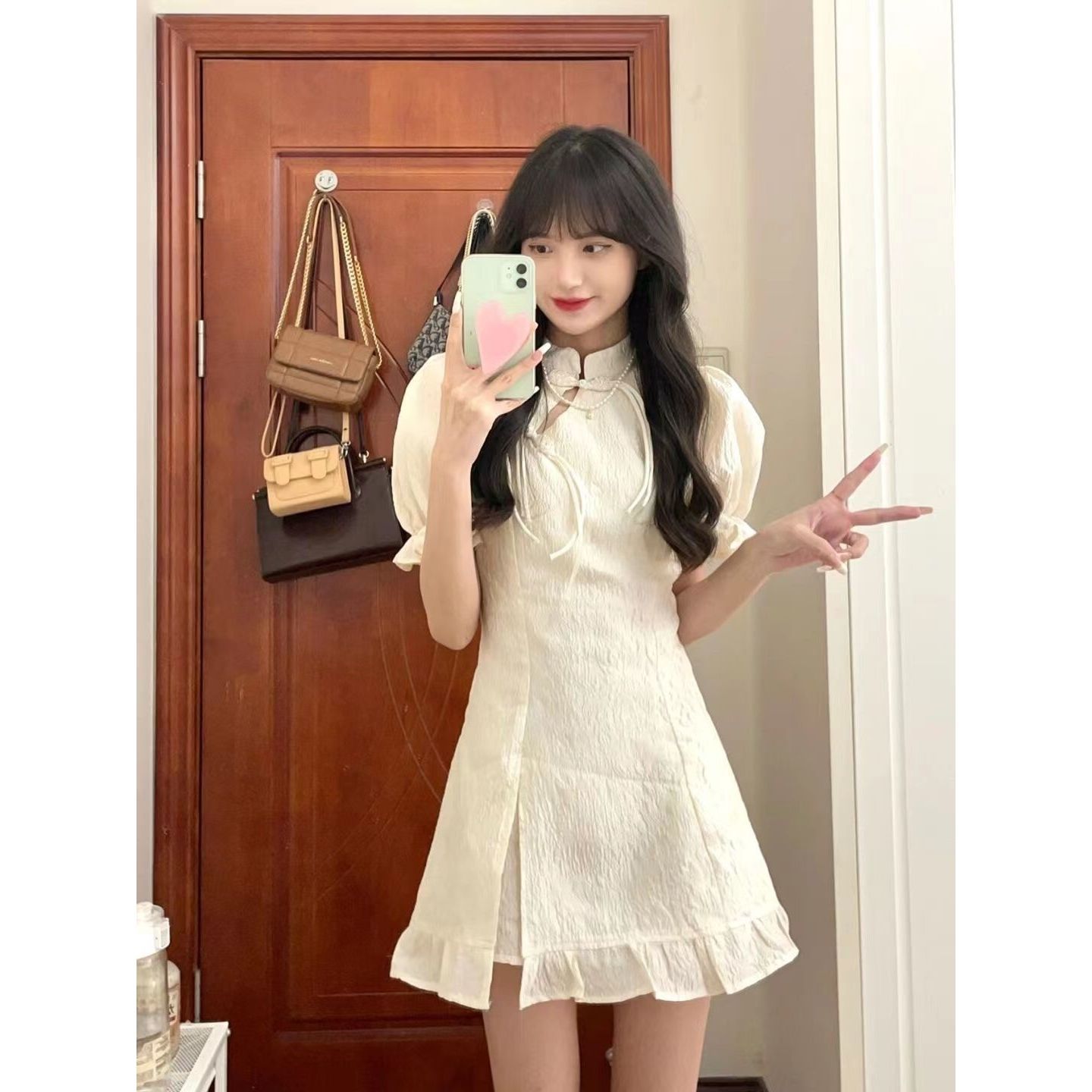 レース ワンピース チャイナ風レース ワンピース レイヤード