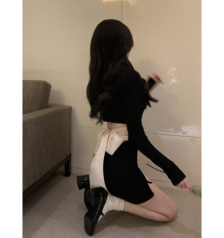 レース ワンピース 肩魅せリボンタイトワンピース