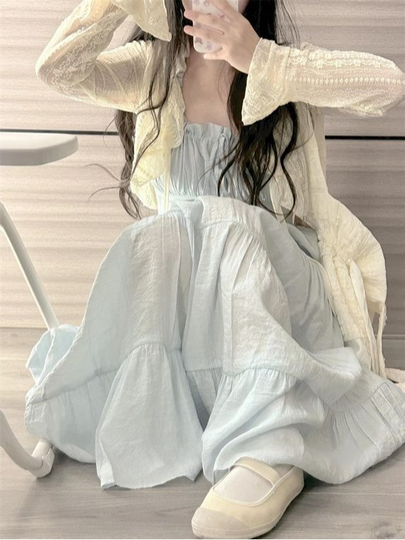 レース ワンピース 優美なギャザー フリル レース ワンピース