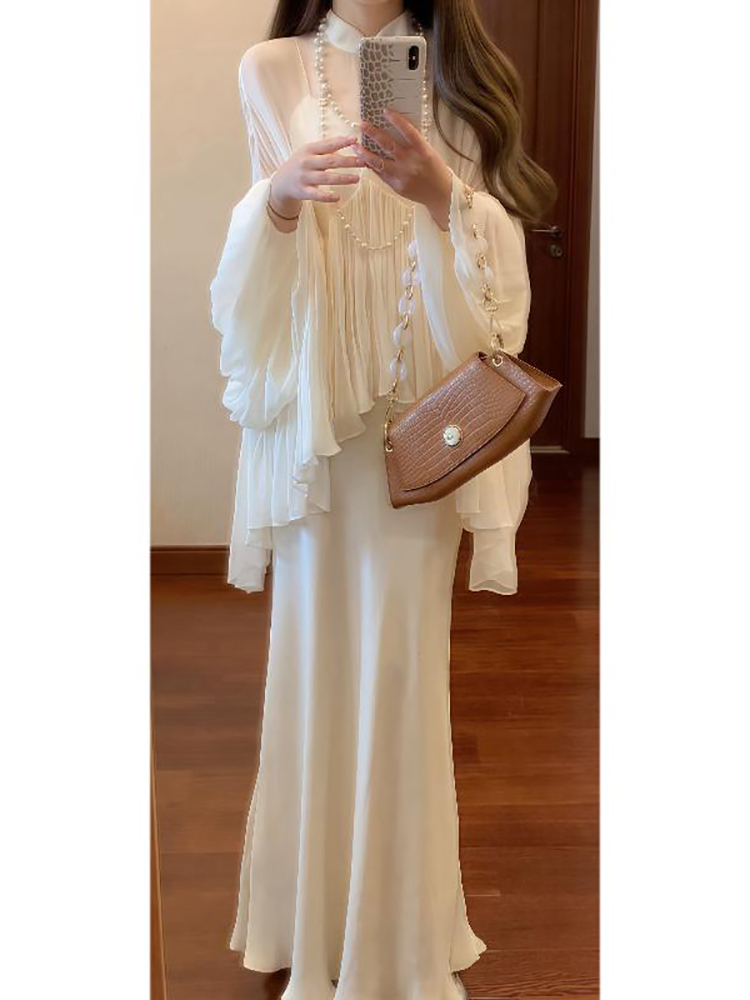 レース ワンピース シアーレース 華麗なる袖ワンピース
