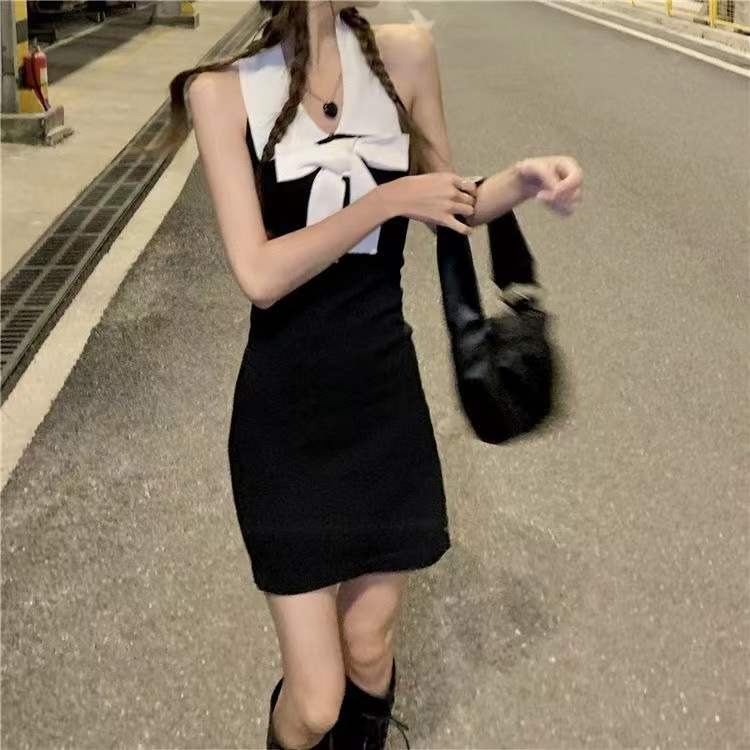 レース ワンピース リボンホルターレイヤードワンピース