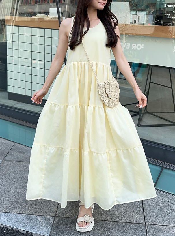 レース ワンピース 優美な揺れティアードロングワンピース