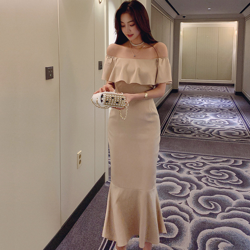 レース ワンピース オフショルダー マーメイド ロングワンピース 結婚式 パーティードレス