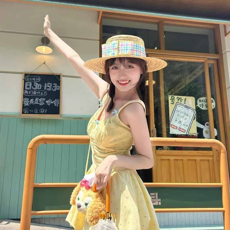 レース ワンピース リボン飾り付き ふんわりキャミワンピース