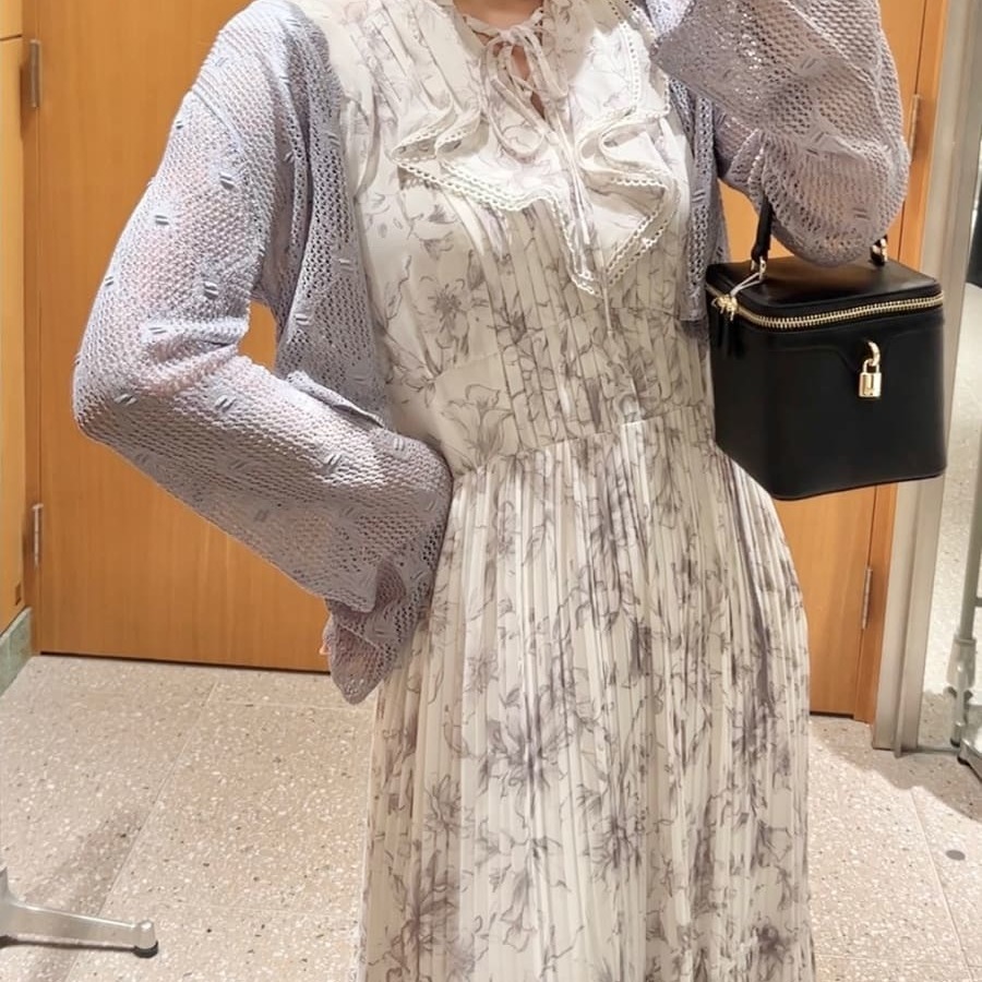 レース ワンピース 花柄フリルレースロングワンピース