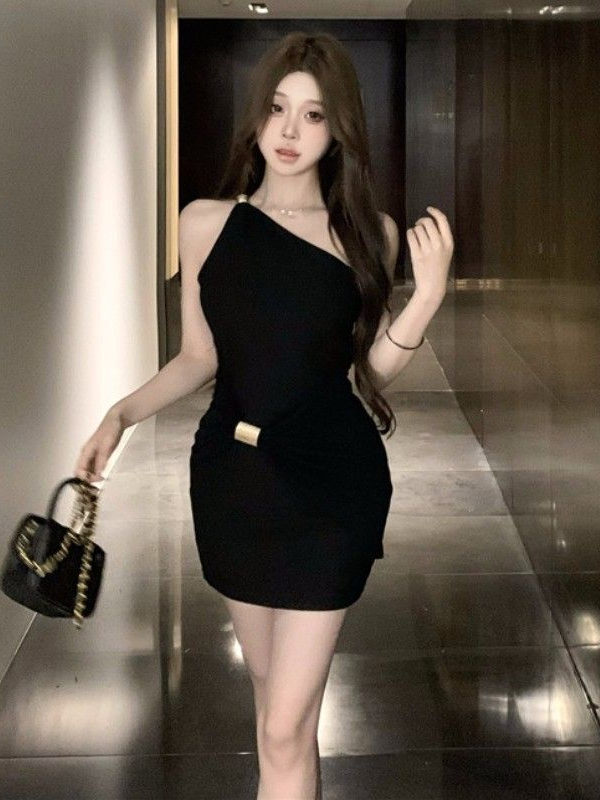 レース ワンピース 優美ワンショルダードレープワンピース