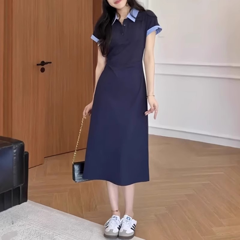 レース ワンピース 襟付きデザイン レース ワンピース ロング