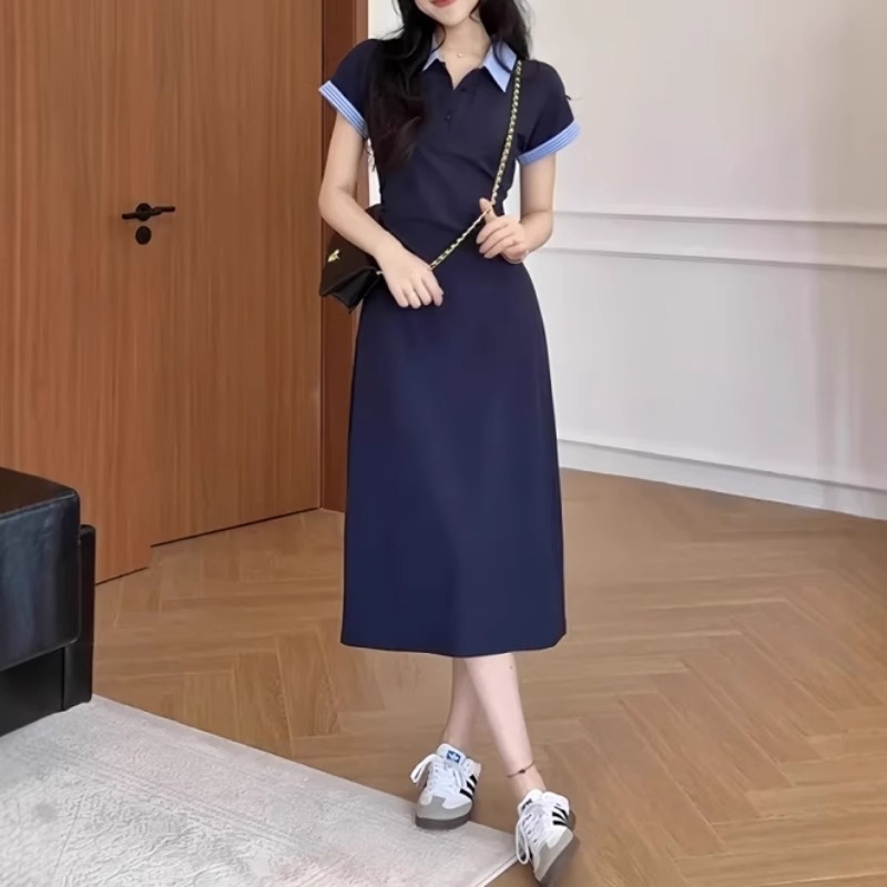 レース ワンピース 襟付きデザイン レース ワンピース ロング