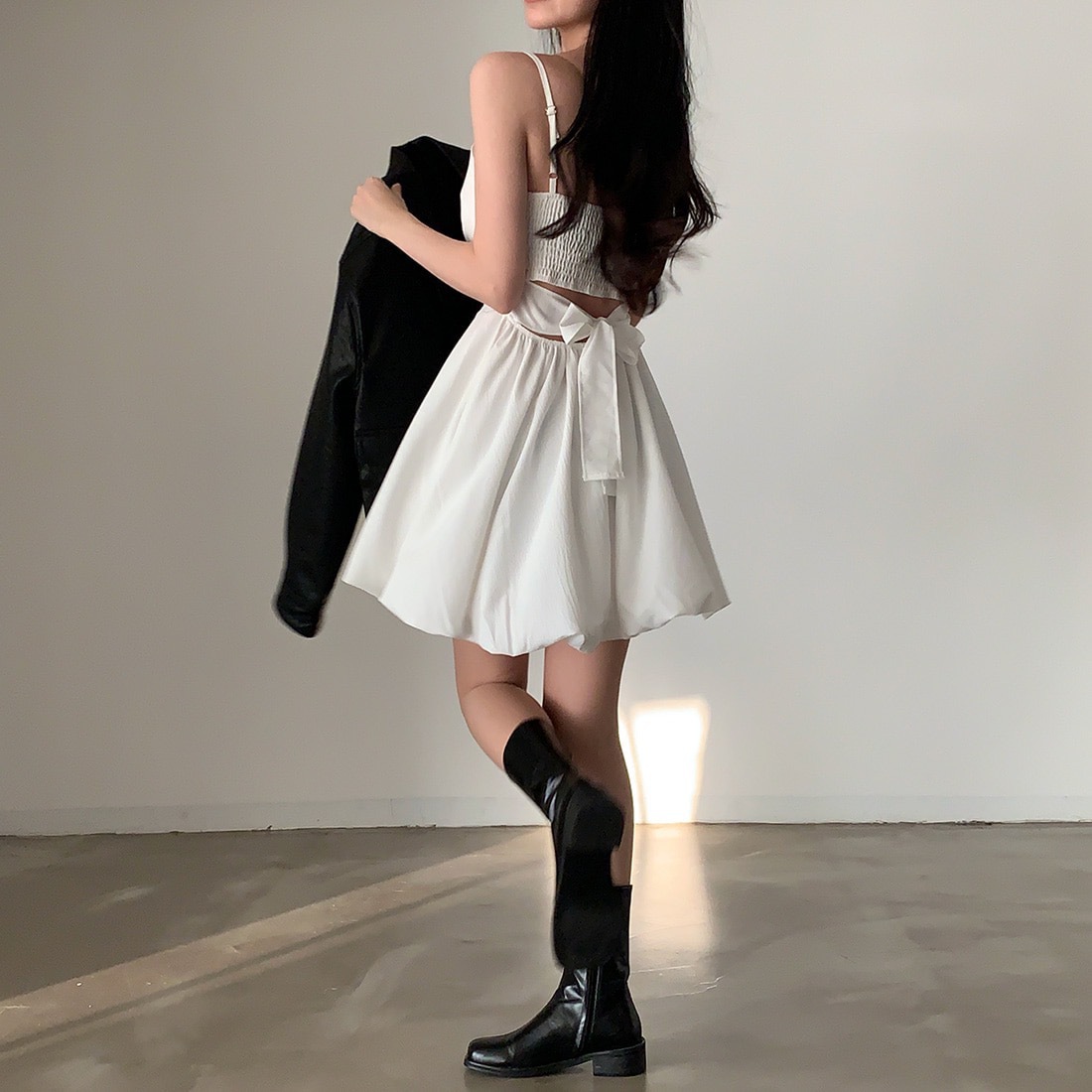 レース ワンピース 胸元タック入り優美キャミワンピース