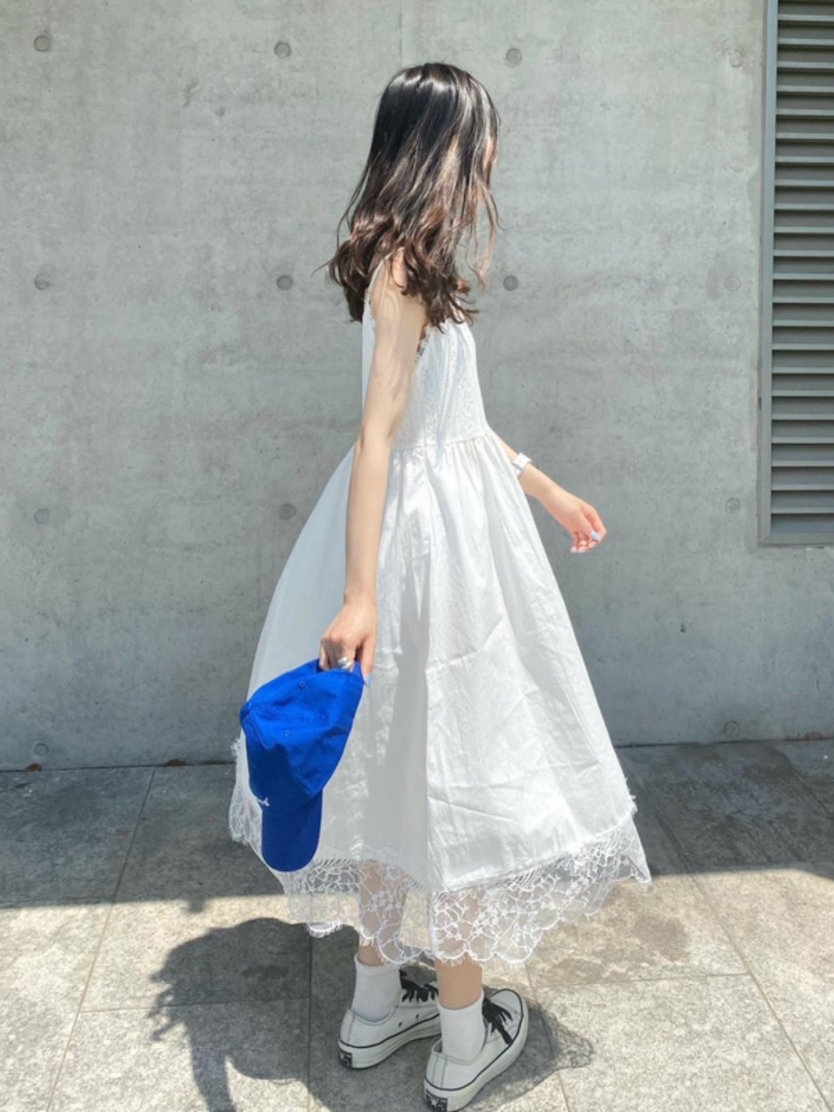 レース ワンピース 花園の夢想 裾レース ロングワンピース