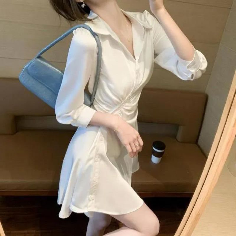 レース ワンピース 優美シアーシャツ風レース ワンピース