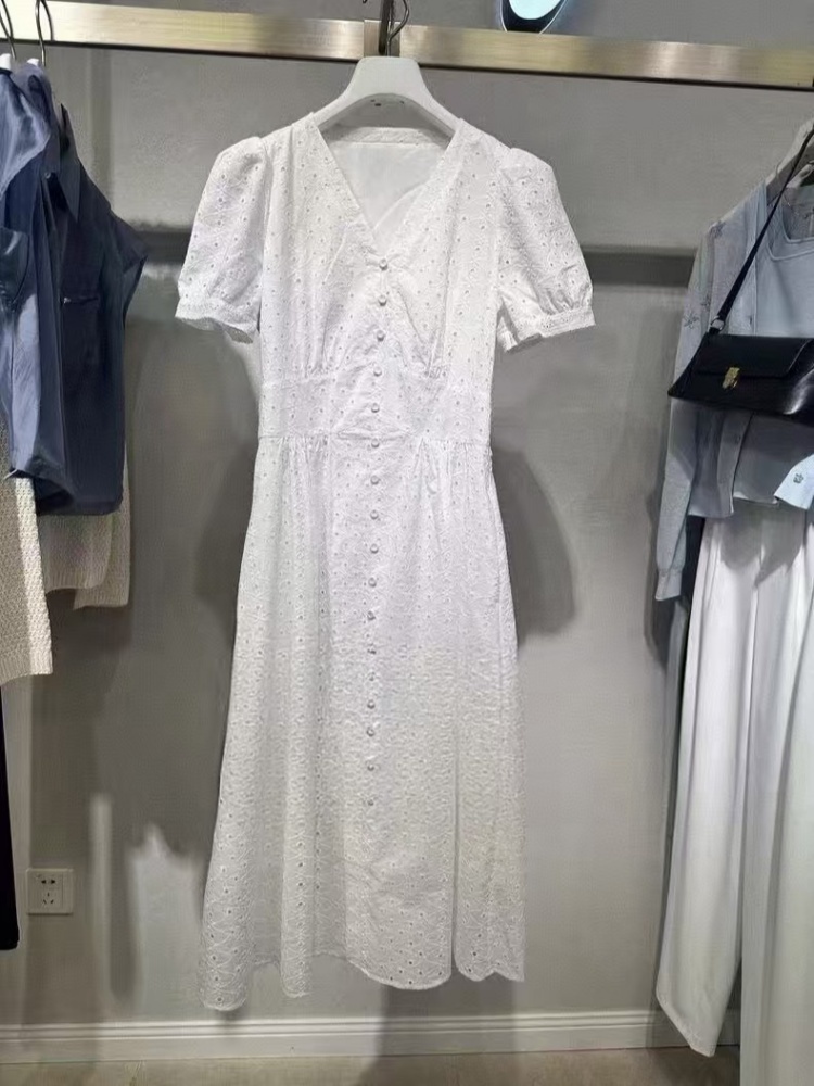 レース ワンピース 優美レース 前開きロングワンピース