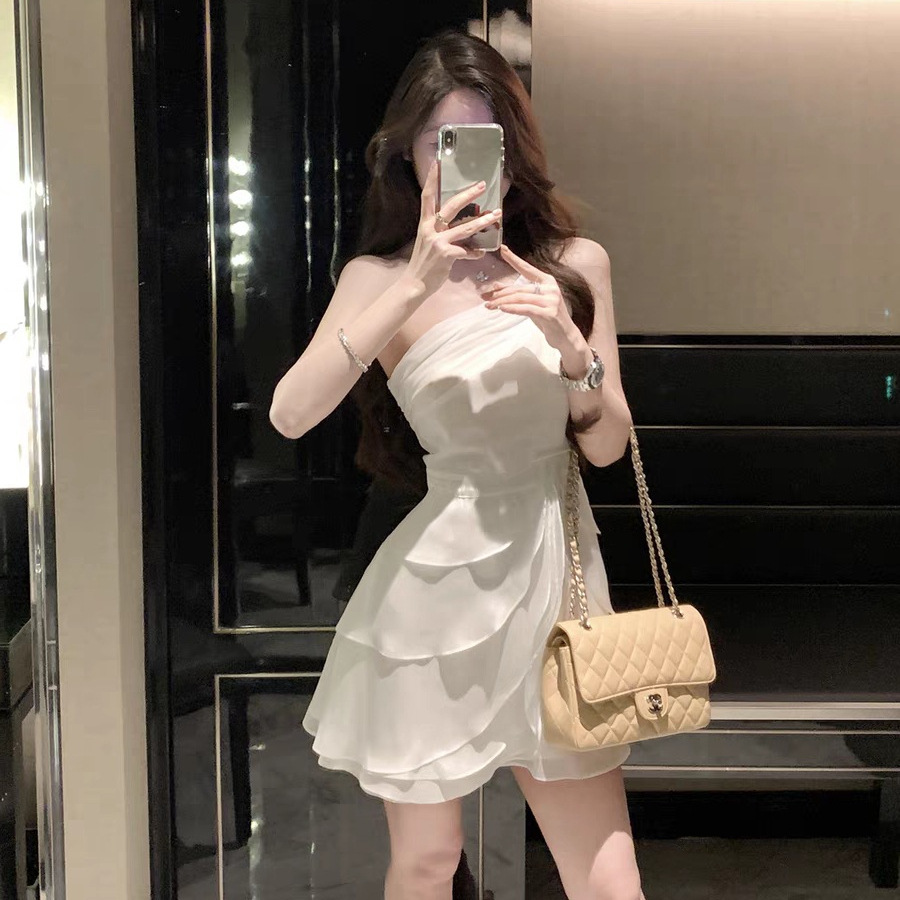 レース ワンピース 優美シルエット 重ね着風レースワンピース
