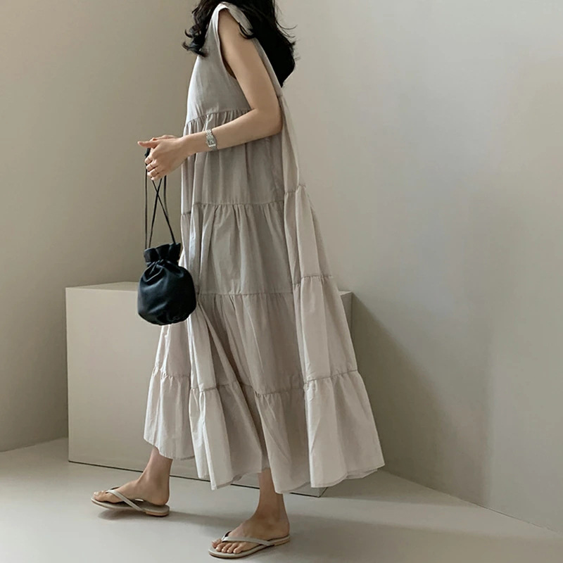 レース ワンピース 透かし編みレース重ね着風ティアードワンピース