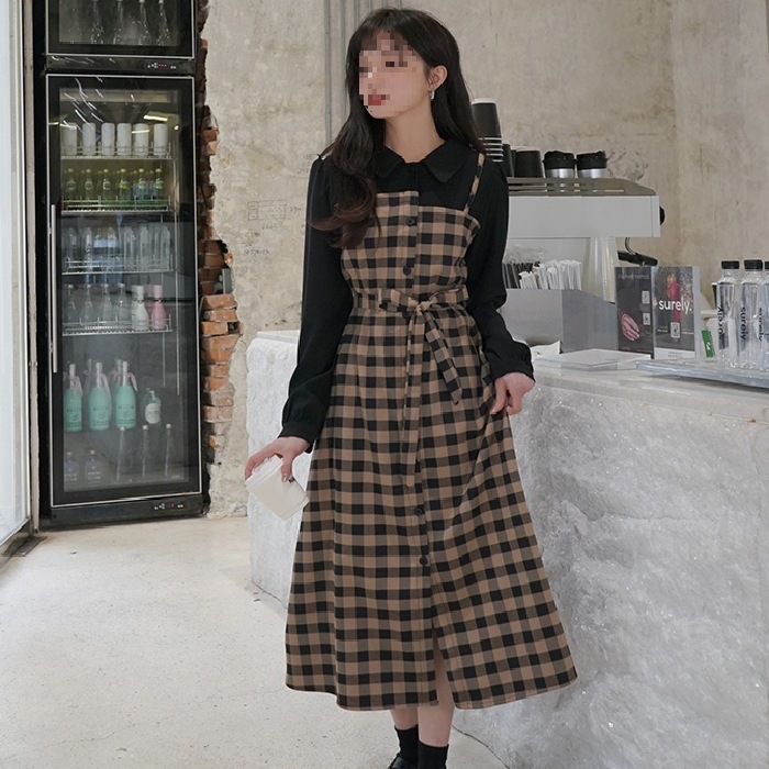 レース ワンピース 袖異素材パフスリーブキャミワンピース