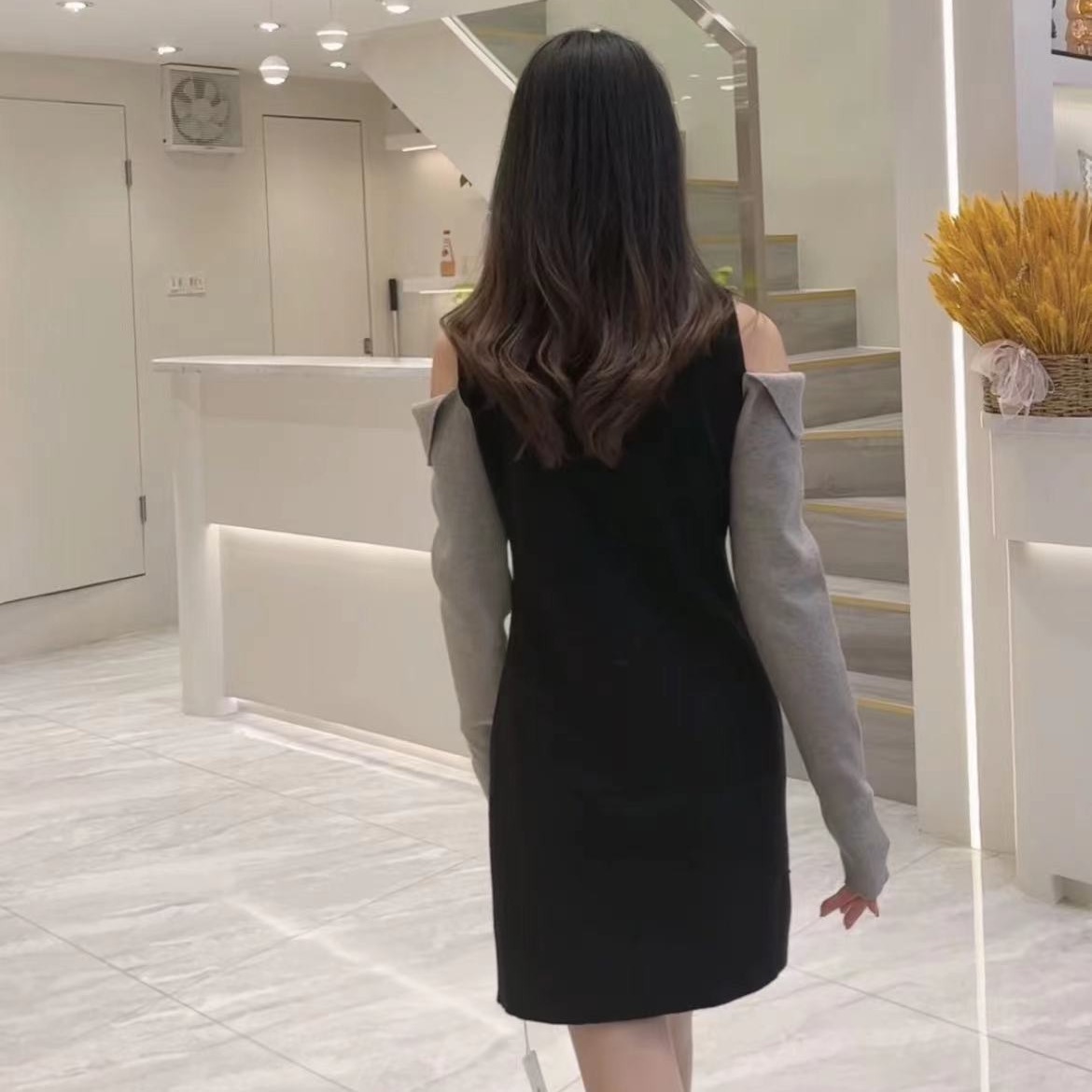 レース ワンピース 袖付け替え風ノースリーブワンピース