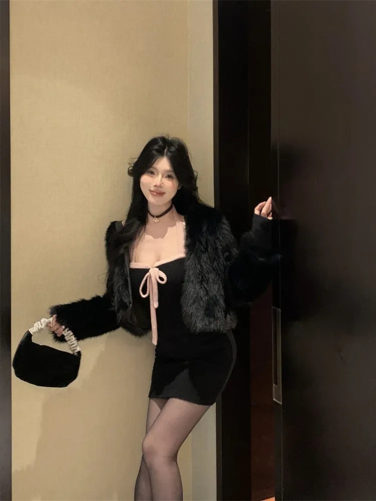 レース ワンピース 胸元リボン付きレースキャミワンピース